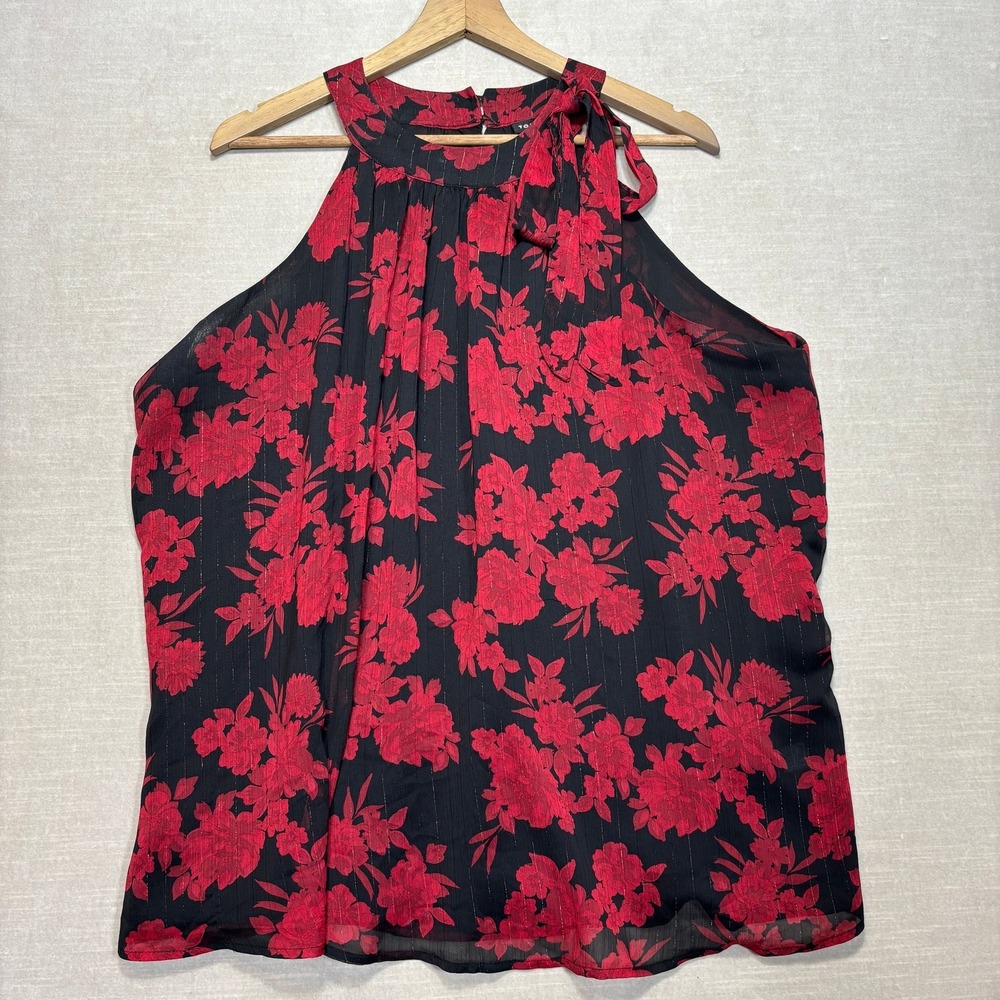Torrid Floral Halter Top‎ Women's 2X Plus Sleeveless Bow Neck Romantic